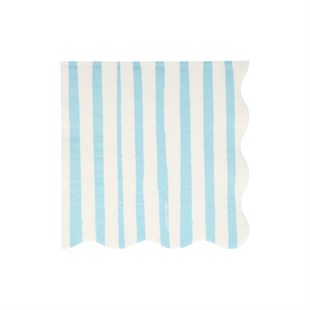 Meri Meri - Blue Stripe Napkins - Mavi Çizgili Peçete - L - 16lı