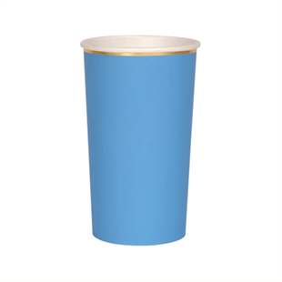Meri Meri - Bright Blue Highball Cups - Parlak Mavi Bardaklar - L - 8li