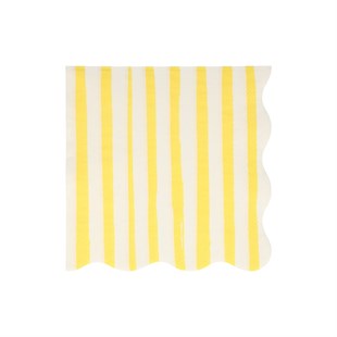 Meri Meri - Yellow Stripe Napkins - Sarı Çizgili Peçete - L- 16lı