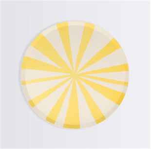 Meri Meri - Yellow Stripe Plates - Sarı Çizgili Tabaklar - S - 8li